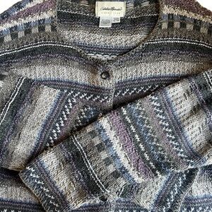 Eddie Bauer Knit Lavender-Striped Cardigan